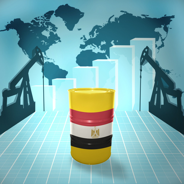 Barril de petróleo con bandera egipcia
 - Foto, imagen