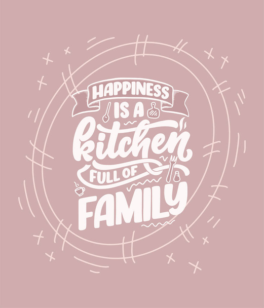 Hand drawn lettering quote in modern calligraphy style about family. Slogan for print and poster design. Vector illustration - Вектор,изображение