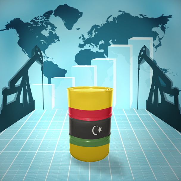 Baril de pétrole avec drapeau libyen
 - Photo, image