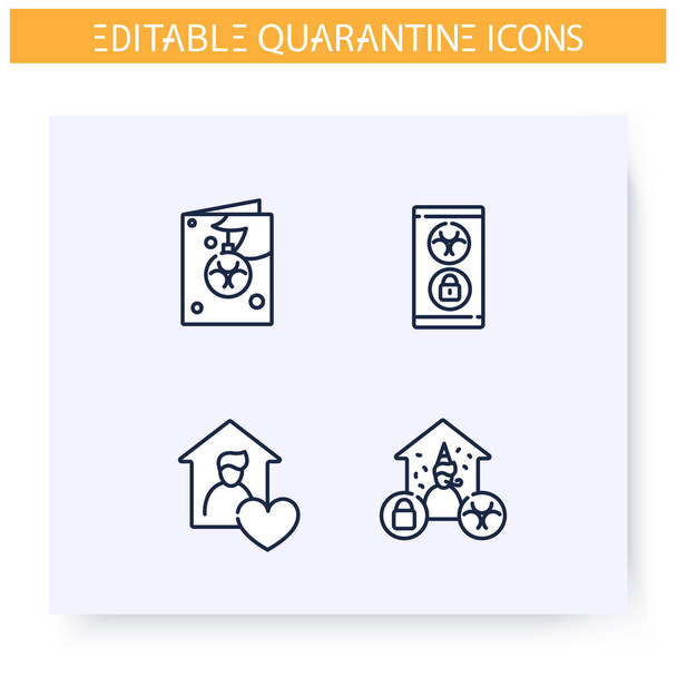 Quarantine line icons set. Editable illustration - Vektor, Bild