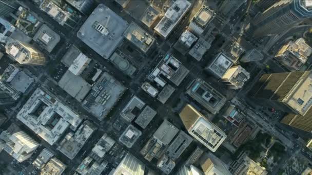 Edificios de vista aérea en la azotea y calles del centro de Los Ángeles - Metraje, vídeo