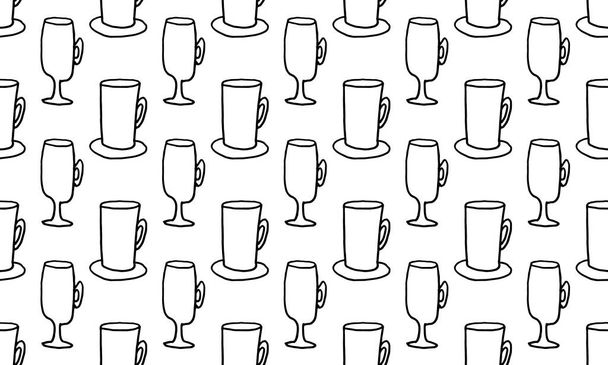 Doodle coffee cups seamless pattern - Vector, Imagen
