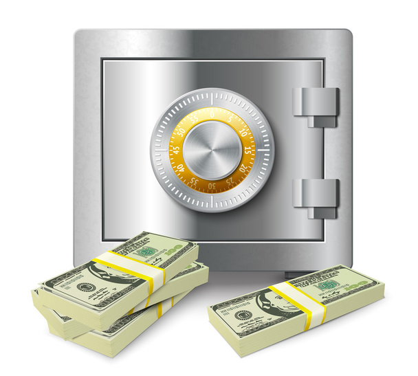 Money stack and safe concept - Vector, Image