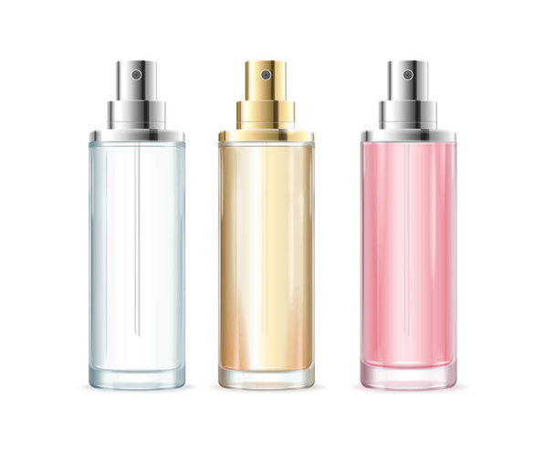 Realistic Detailed 3d Color Blank Cosmetic Perfume Bottle Set. Vector - Vecteur, image