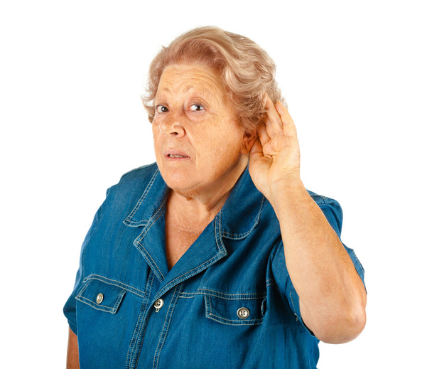 Elderly woman, hearing problems - Foto, Bild