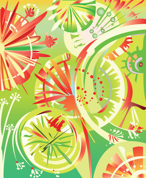 Abstract dandelion on green background - Vecteur, image