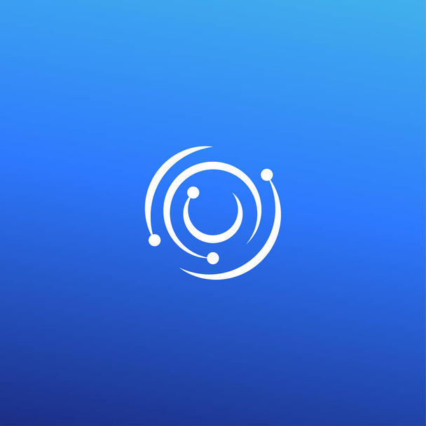 Whirlpool logo concept. Hurricane isolated icon on blue background. Retina scan for business and developing startup. Eye surgery flat style vector illustration - Vector, Image