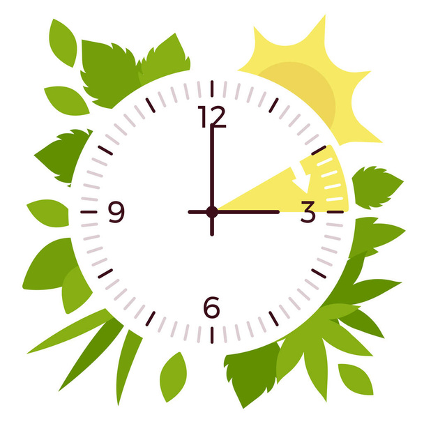 Daylight savings time, DST clock shift design - Vettoriali, immagini
