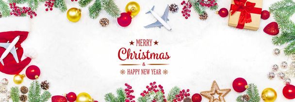 beautiful christmas background with airplane, travel concept. selective focus. Holiday. - Photo, Image