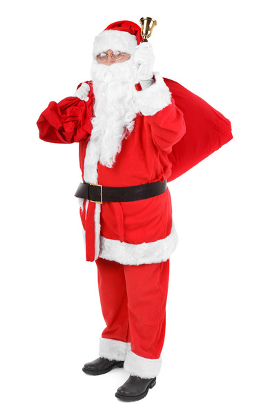 Santa claus with attributes on white - Foto, afbeelding