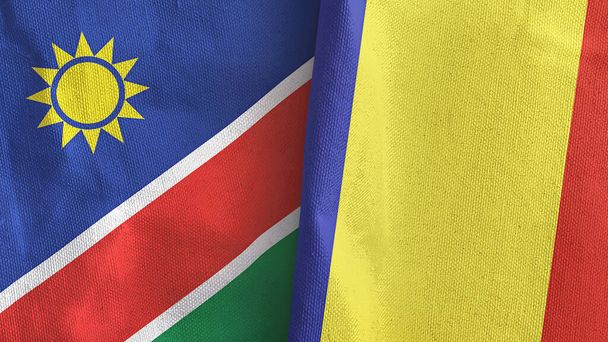 Romanya ve Namibya, üç boyutlu tekstil kumaşında iki bayrak dikti - Fotoğraf, Görsel