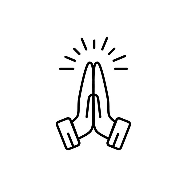 Obrysové vektorové ruce složené v modlitební ikonu izolované na bílém pozadí. esp - Vektor, obrázek