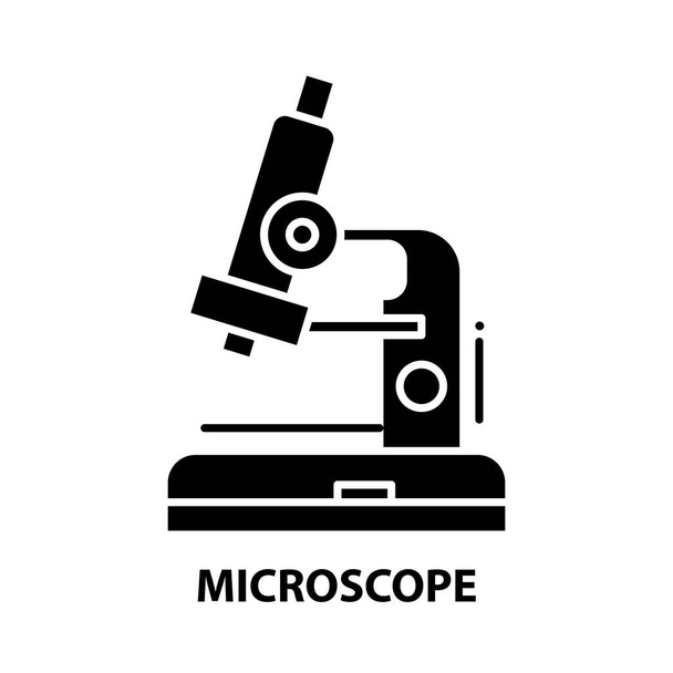 microscope icon, black vector sign with editable strokes, concept illustration - Vettoriali, immagini