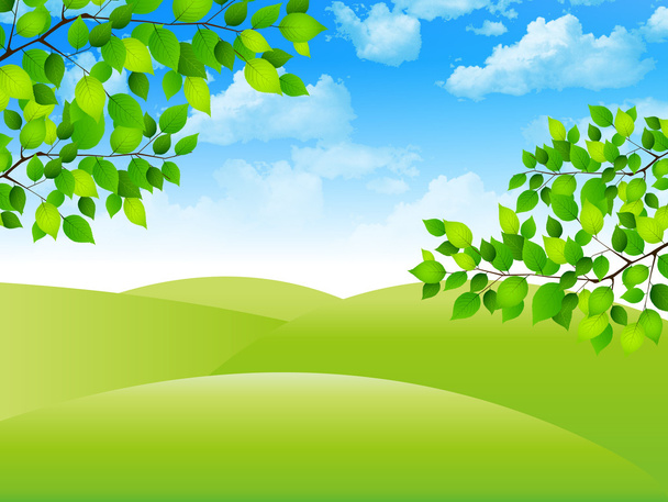 Fresh green leaf landscape - Vector, Image