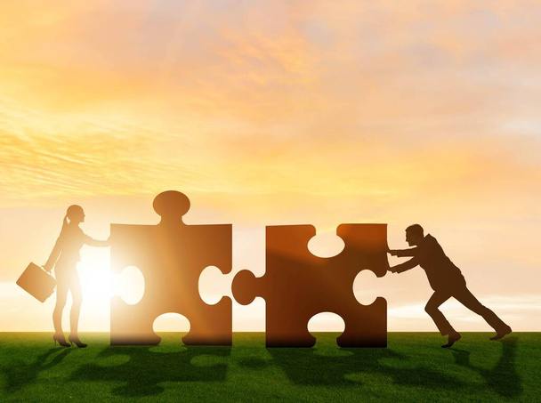 Business-Metapher der Teamarbeit mit Puzzle - Foto, Bild