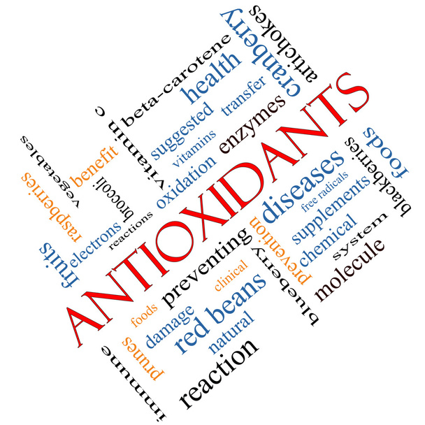antioxidanten woord wolk concept schuin - Foto, afbeelding