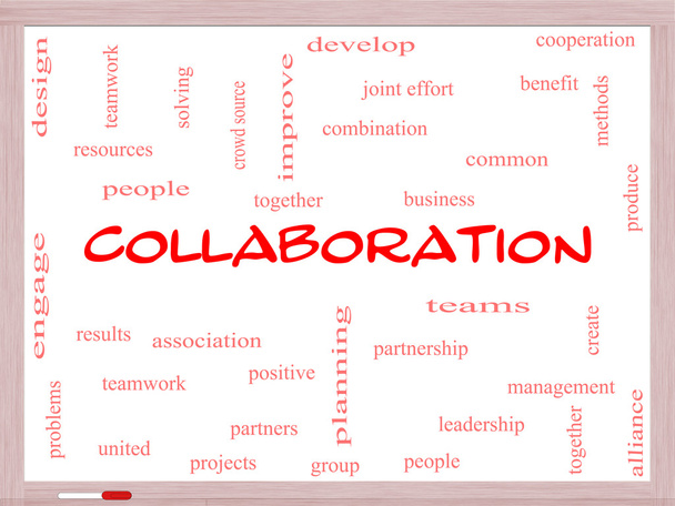 συνεργασία έννοια σύννεφο λέξη σε ένα πίνακα - Φωτογραφία, εικόνα