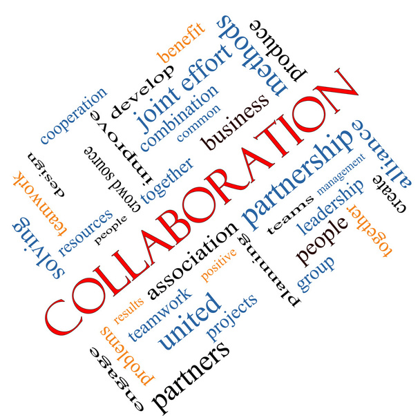 notion de nuage de mot collaboration coudée - Photo, image