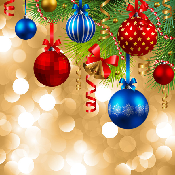 Christmas background with baubles - Vector, Imagen