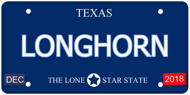 Placa de licença de imitação de Longhorn Texas
 - Foto, Imagem