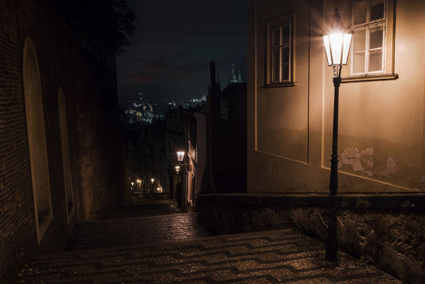 light from street lighting in old city - Zdjęcie, obraz