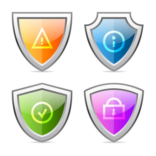Set shields with identification signs - Vector, Image