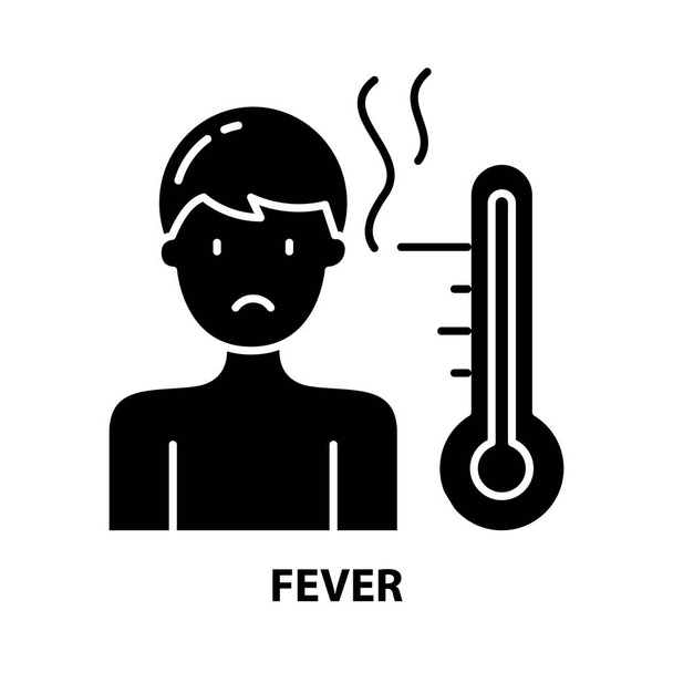 fever icon, black vector sign with editable strokes, concept illustration - Vecteur, image
