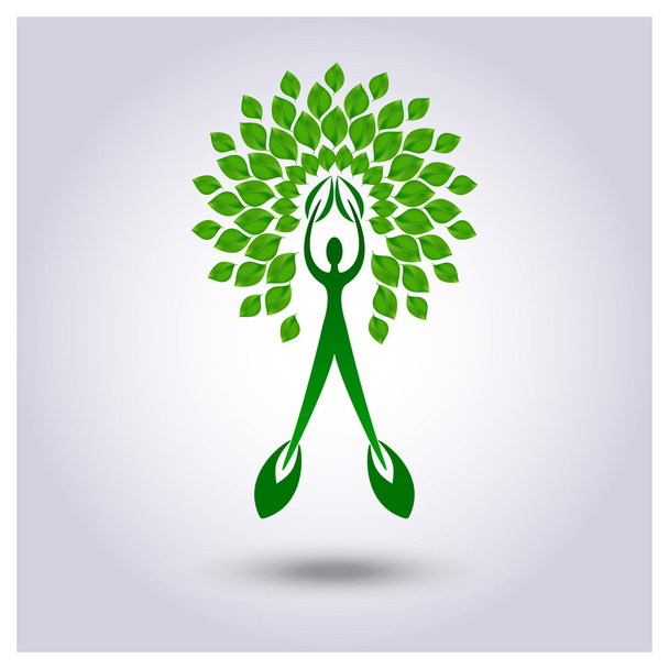 Vector tree with green leafage background - Вектор, зображення