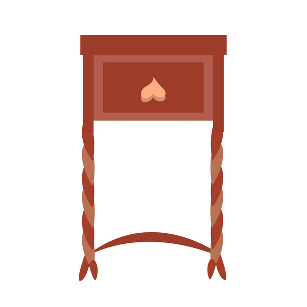 Jediný elegantní starožitný noční stolek s vysokými vyřezávanými nohami, izolovaný na bílém pozadí. Retro truhlice šuplíků v plochém stylu. Vektorový ručně kreslený retro nábytek. - Vektor, obrázek