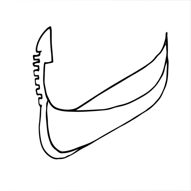Singola illustrazione vettoriale di una gondola veneziana. Isolato su uno sfondo bianco. Per un elemento di design. Stile Doodle. Disegno da colorare per bambini e adulti. - Vettoriali, immagini