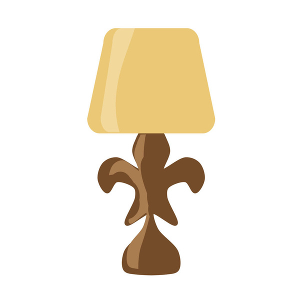 Lámpara de mesa individual de estilo retro con una base en forma de lirio francés, aislada sobre un fondo blanco. Dibujo vectorial en estilo plano. - Vector, Imagen