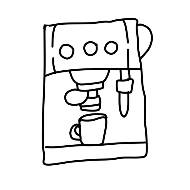 Cafeteira única. Elemento de um serviço de café. Desenho no estilo Doodle. Para design, menu, café, papel de embrulho. - Vetor, Imagem