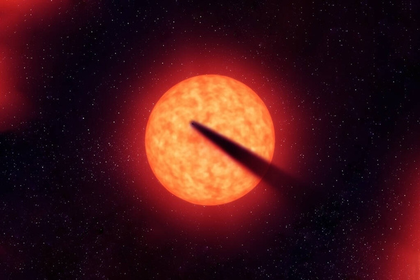 太陽の背景に彗星がある。この画像の要素はNASAによって提供されました。高品質の写真 - 写真・画像
