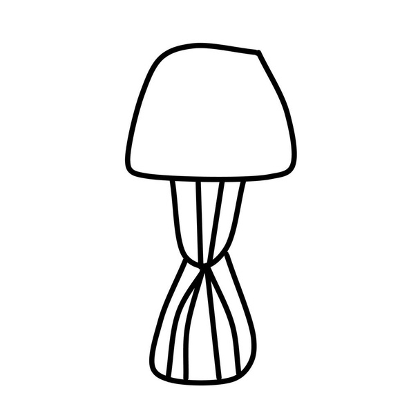 Yhden pöydän lamppu rautaa veistetty jalka, eristetty valkoisella pohjalla. Vektori piirustus Doodle tyyliin. - Vektori, kuva