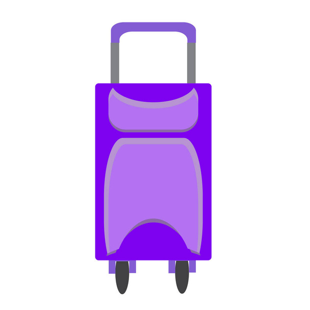 旅行のための単一のスーツケース。レジャーや海への旅行のためのスタイリッシュな柔らかい紫色の荷物バッグ。平型ベクトルイラスト. - ベクター画像