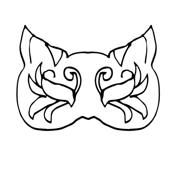Single Venetian carnival mask. Mask of a cat. Mardi Gras festival, masquerade. Isolated on a white background. For a design element. - Vector, afbeelding