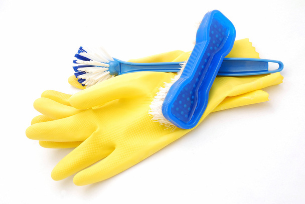 Gloves with spring cleaning tools - Photo, Image