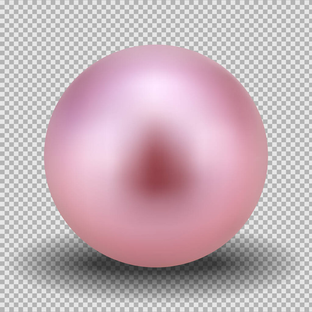 Realistic pink pearl. 3D ball on a transparent background. Isolated vector object. - Vector, Image