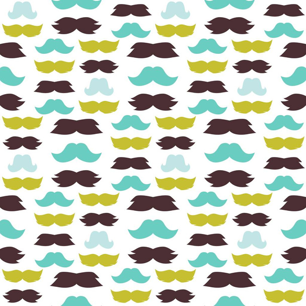 Mustaches seamless pattern vector illustration. Retro face hair mustache background. Male facial bread fashion barber silhouette. Curly vintage hairstyle whisker. - Vector, Image