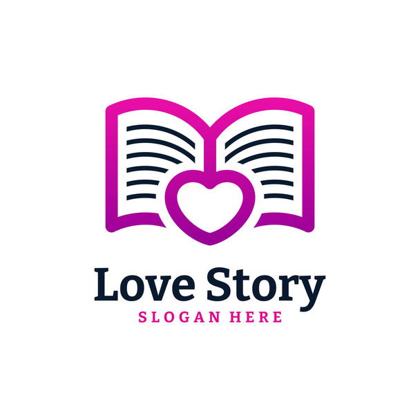 Love Story Logo Design Template. Love book logo vector illustration - Vector, Image