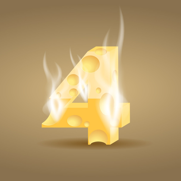 Figure 4 made of hot cheese - Διάνυσμα, εικόνα