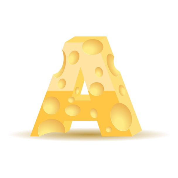 Letter A made of cheese - Вектор, зображення