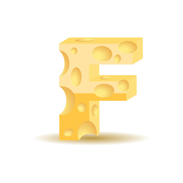 Letter F made of cheese - Διάνυσμα, εικόνα