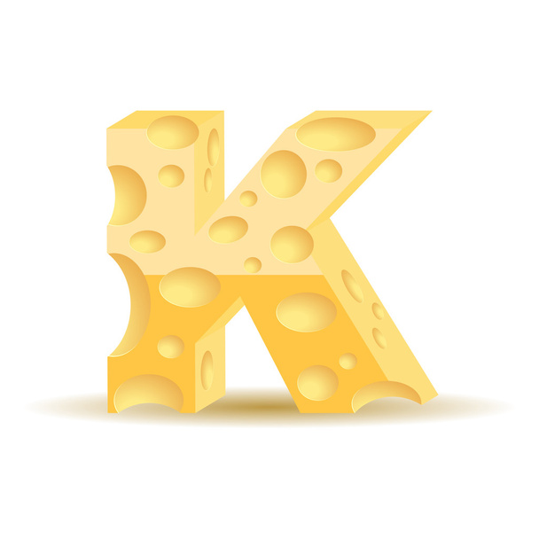 Letter K made of cheese - Vektori, kuva