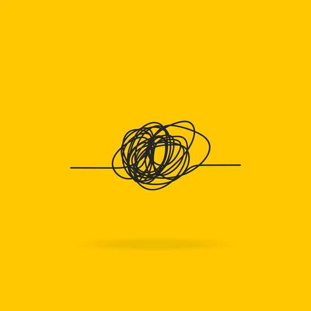 Chaos icon. Ball of thread line icon with scribble. Hand drawn scrawled sketch. Tangled ball of thread. Vector - Vector, Image