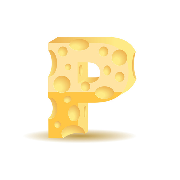 Letter P made of cheese - Вектор,изображение