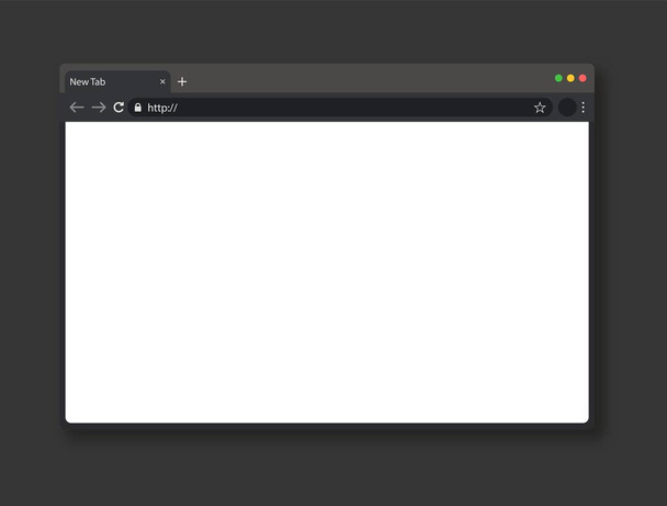 Realistická šablona prázdné stránky prohlížeče. Bílé internetové okno a šedý panel nástrojů. Vektor - Vektor, obrázek