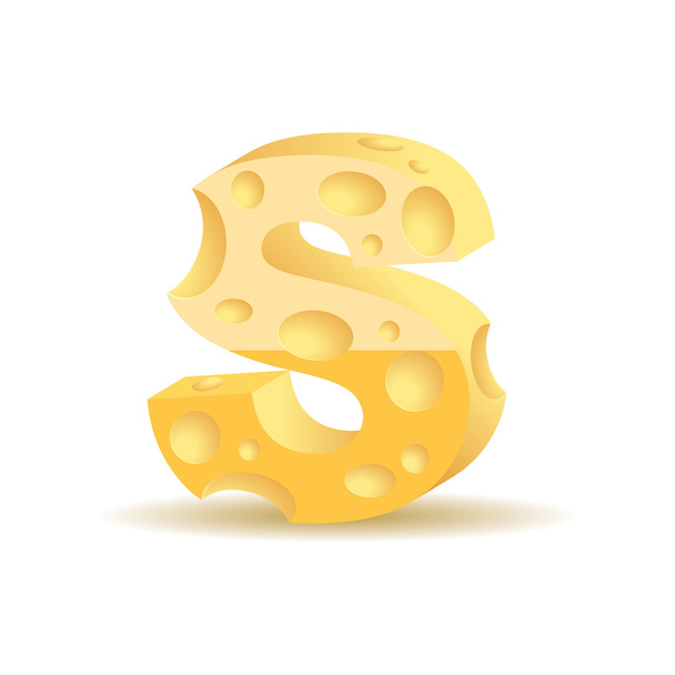 Letter S made of cheese - Wektor, obraz