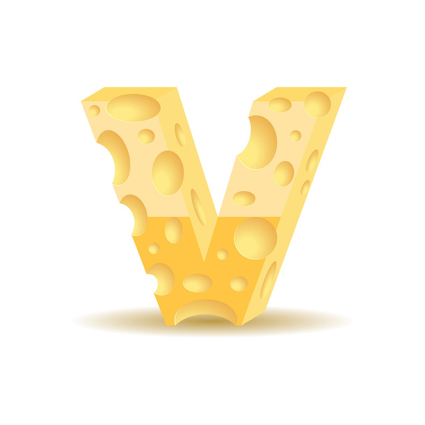 Letter V  made of cheese - Vector, Image