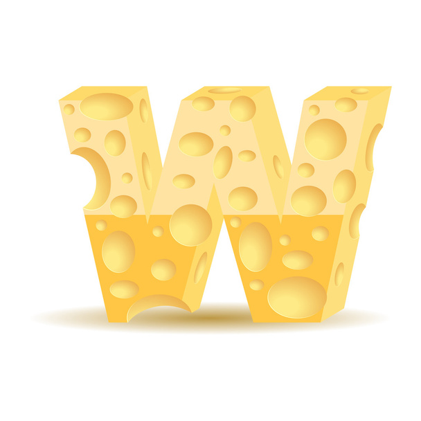 Letter W made of cheese - Διάνυσμα, εικόνα